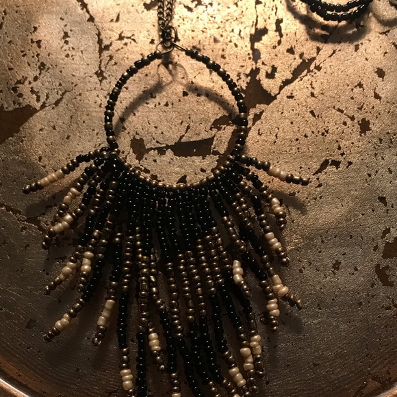 Long sea bead necklace with earrings - Picture 3 of 5